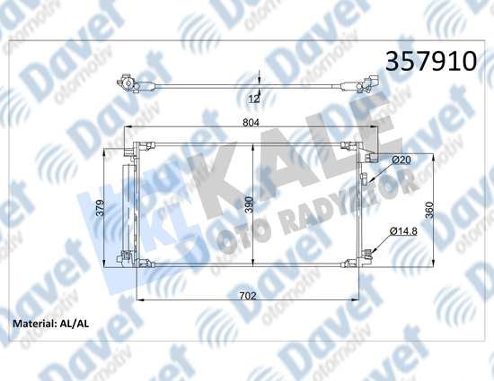 KALE 357910 Klima Radyatoru Toyota C-Hr 16> Corolla 19> 1.8 Hybrid Kurutucu Ile (Brazing Al/Al) (684x365.8x12)